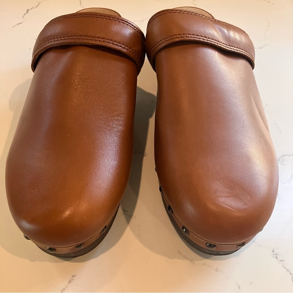 Madewell The Cecily Clog Leather Clogs Sz 6.5 Wood Bottom Studs Boho Comfort - Picture 3 of 13